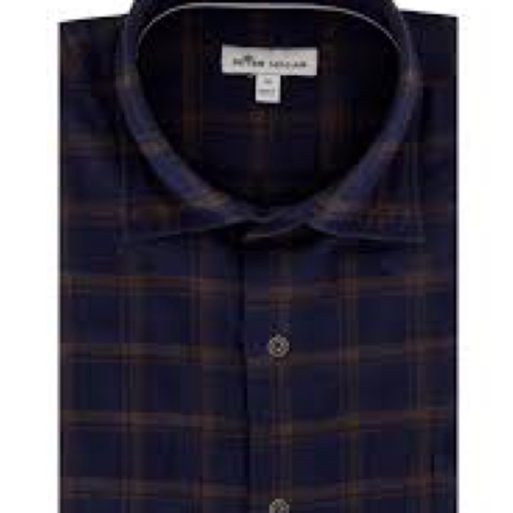 NWT. Peter Millar Atlantic Blue Singletree Check Cotton Sport Shirt. Men’s XL.